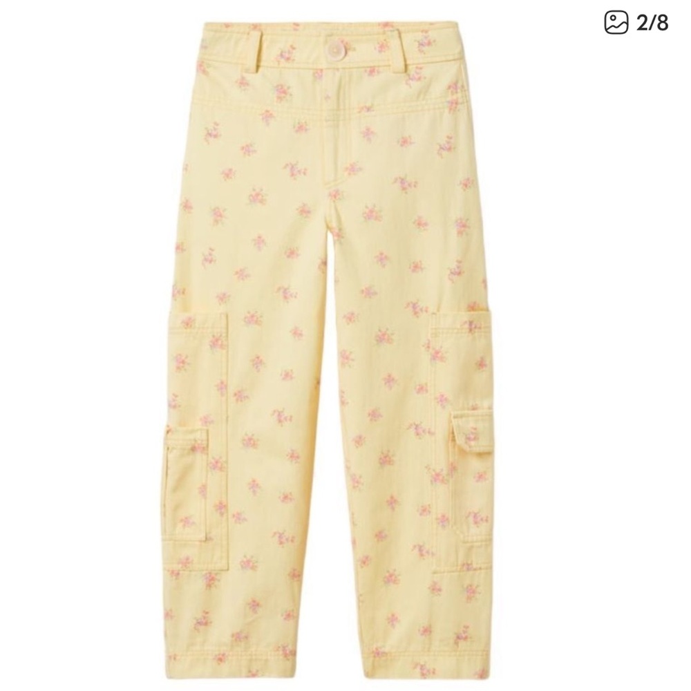 Zara Girls Yellow Floral Cargo Pants
